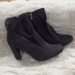 Grey suede booties